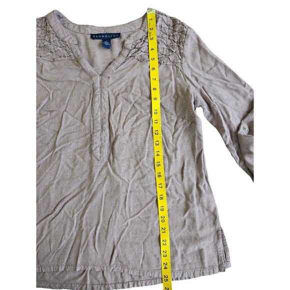 Bandolino Womens Long-Sleeve Pullover Pink White Striped Blouse Size M - Picture 4 of 5